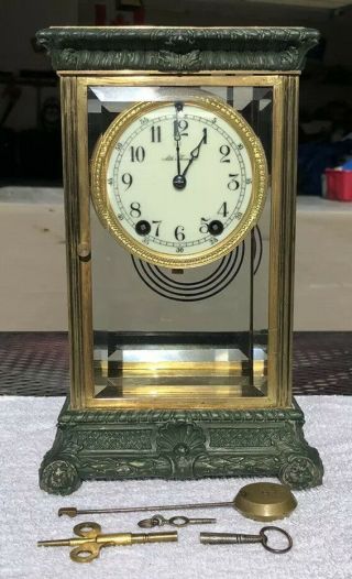 1910’s Antique Seth Thomas Crystal Regulator Mantel Clock Correctly