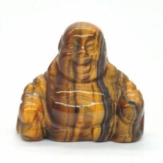 1.  2 " Laughing Maitreya Buddha Figurine Yellow Tiger Eye Quartz Crystal Carving
