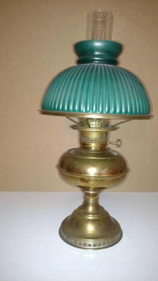 Vintage Bradley & Hubbard Brass Oil Lamp