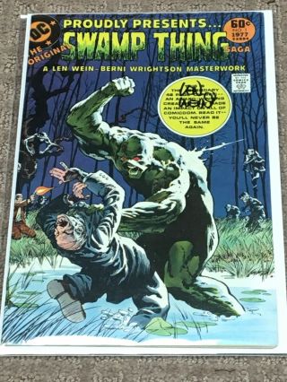 (dc Comics) The Swamp Thing Saga 1 (signed By Len Wein) 1977 Look