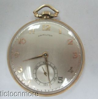 Vintage 10k Gold Filled Hamilton 945 23 Jewel 12s Dress Pocket Watch