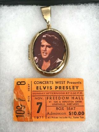 Rare 1971 Elvis Presley Authentic Concert Ticket,  Vintage Locket