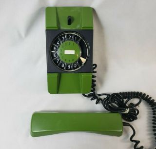 Vintage Green Wall Rotary Phone Soviet Telephone Mid Century Telkom - Poland