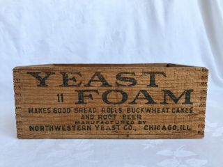 Antique Yeast Foam Wood Box Dovetail " Makes Good Bread,  Rolls,  Cakes,  Root Beer "