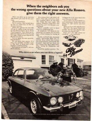 1974 Alfa Romeo Gtv Coupe Full Page Ad,  Motor Trend July,  74 - G,  To Vg