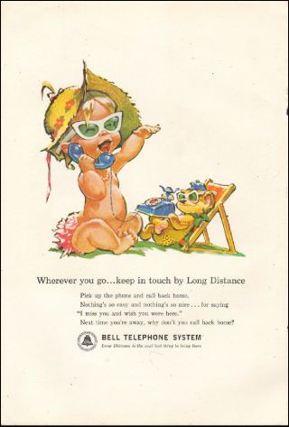 1962 Vintage Ad For Bell Telephone System`art Cartoon Little Girl/bear (050216)