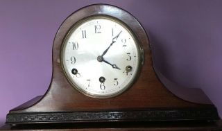 Antique Westminster Chime Mantel Clock Napoleon Hat Style Key Drp Isgus