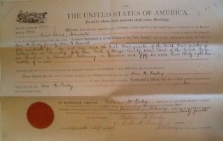 1900 Homestead Certificate Signed By President William Mckinley