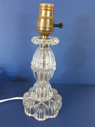 Vtg Cut Crystal Glass Table Lamp Light French Mcm Hollywood 10 " Bouidour Euc