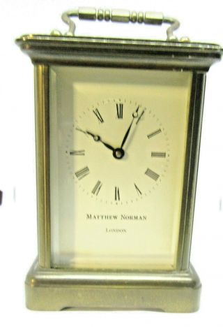 Vintage Matthew Norman 8 Day Timepiece Carriage Clock In Good Order