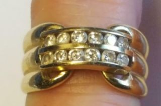 Vintage 14k Solid Yellow Gold Ring W/ 12 Stacked Diamonds.  7.  37g.  Sz 6 3/8