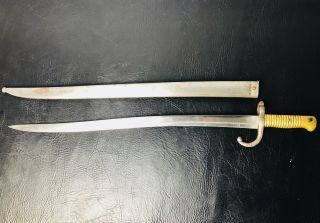 French Model M1866 Chassepot Yataghan Sword Bayonet,  Scabbord St.  Etienne 1867