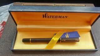 Vintage Waterman Laureat Green Black Marbled Banded Fountain Pen In Box1980s (d19