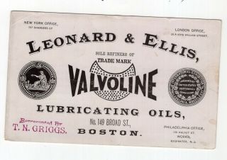 Vintage Valvoline Advertising Card