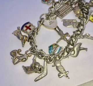 ANTIQUE / VINTAGE STERLING SILVER CHARM BRACELET WITH 19 x CHARMS (AUSTRALIAN) 2
