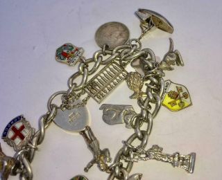 ANTIQUE / VINTAGE STERLING SILVER CHARM BRACELET WITH 19 x CHARMS (AUSTRALIAN) 3