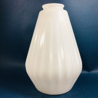 Unique Form Vintage Milk Glass Rib Column Pear Mid Century Modern Lamp Shade