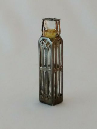 Vintage Art Deco Sterling Silver & Glass Mini Perfume Bottle Scent Vial Dabber