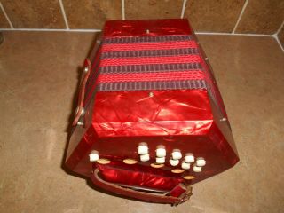 Vintage Red Pearl 20 Key Concertina Made In Italy