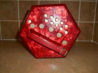Vintage Red Pearl 20 Key Concertina Made in Italy 2