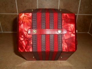 Vintage Red Pearl 20 Key Concertina Made in Italy 3