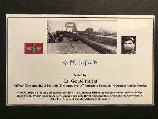 Card Signed Lt Gerald Infield Co 8 Platoon 3rd Para Battle Of Arnhem Bridge