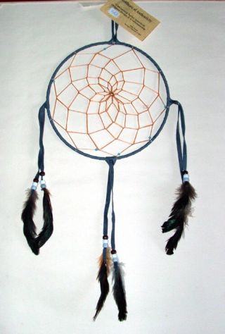 8 " Hoop Dreamcatcher Authentic Native American Navajo Gray Leather 40
