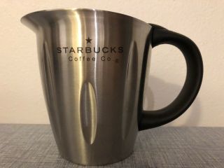 Starbucks Barista Stainless Steel Milk Frothing Pitcher Black Handle Temp Slot