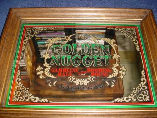 Old Vintage 1977 Golden Nugget Casino Las Vegas Advertising Sign Mirror Gambling
