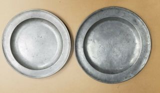 Two Large Late 18th/early 19th Century London Pewter Plates.  13 1/2 " And 12 1/4 "