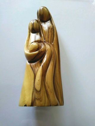 Holy Family Carved Wood Figurine Mary Joseph Baby Jesus Nativity 6.  50 " H X 2.  5 " W
