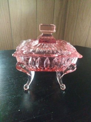 Antique Pink Depression Glass Trinket/candy Dish With Lid
