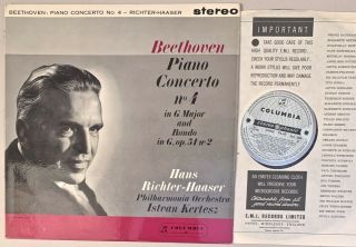 Beethoven Piano Concerto 4 Richter - Haaser Columbia Stereo B/s Sax 2403 Uk Ed1 Nm