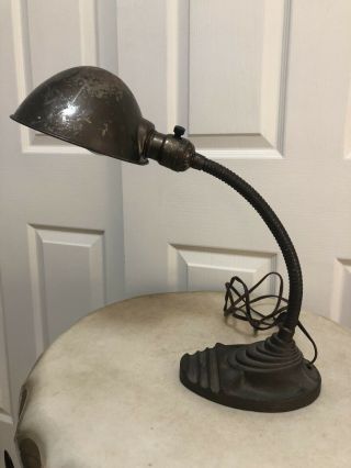 Vintage Eagle Gooseneck Shade Art Deco Nouveau Desk Lamp
