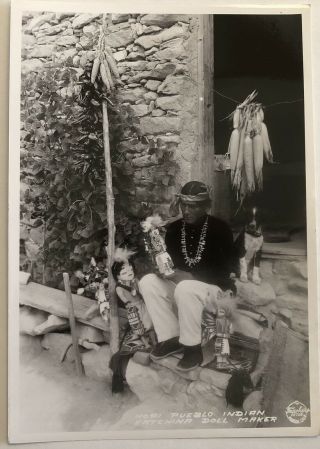 Hopi Pueblo Indian Kachina Doll Maker 5 X 7“ Vintage 1930s Frashers Photo