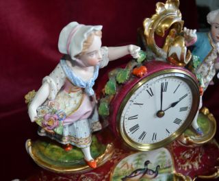 Antique Victorian French Porcelain Mantle Clock Platform Escapement 2