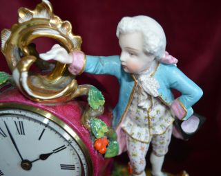 Antique Victorian French Porcelain Mantle Clock Platform Escapement 3