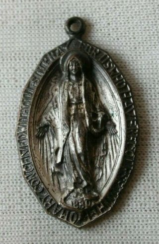 Vintage 1880 Saint Virgin Mary Catholic Medal Charm Pendant