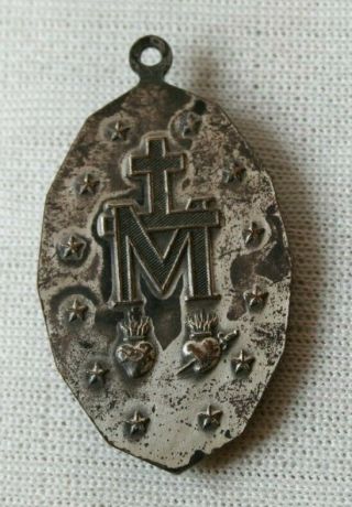 Vintage 1880 Saint Virgin Mary Catholic Medal Charm Pendant 2