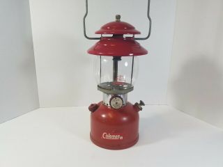 Vintage Mar.  1963 Red Coleman Lantern,  Model 200a,  Pyrex Globe