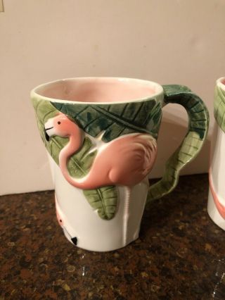 Vintage Set Of 2 Flamingo Coffee Mug Cup Made By Vandor 1986