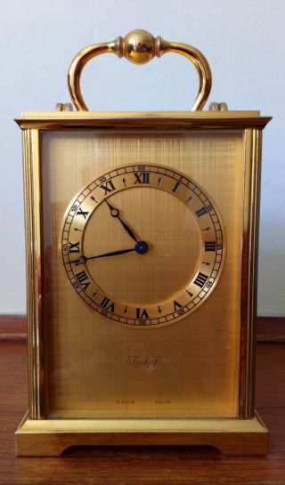 Vintage Imhof Swiss Solid Brass Carriage Clock In