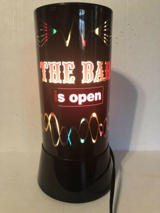 The Bar Is Open Light Up Sign 9521s Bar Decor Black Motion Spinning Lamp