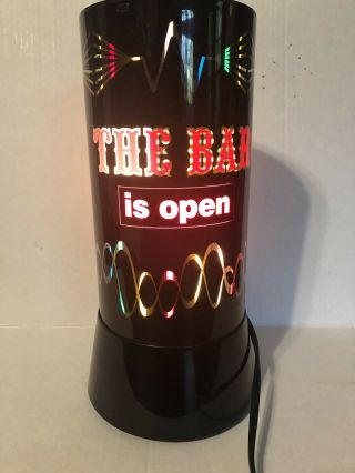 THE BAR IS OPEN Light Up Sign 9521S Bar Decor Black Motion Spinning Lamp 2