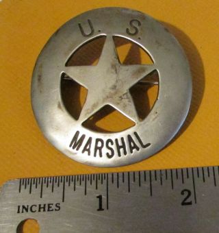 Old Antique Vintage Obsolete Metal U.  S.  Marshal Pin 2 "