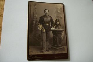 U.  S.  Indian Wars Cabinet Photograph Of Soldier Band Musician In Dress Uniform
