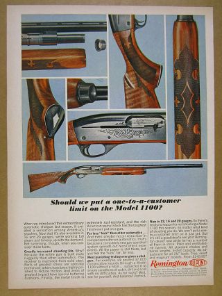 1964 Remington Model 1100 Shotgun 7x Color Photo Vintage Print Ad