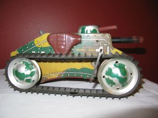 Vintage Marx E 12 Tin Litho Wind - Up Army Tank Toy With Tracks Usa