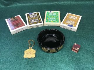 Vintage Golden Nugget Playing Cards,  Ashtray,  Key Ring & 1 Dice