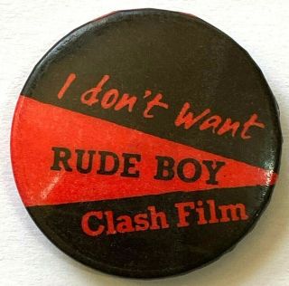 Rude Boy - Old Og Vtg Early 1980`s Button Pin Badge 32mm The Clash Rare Punk